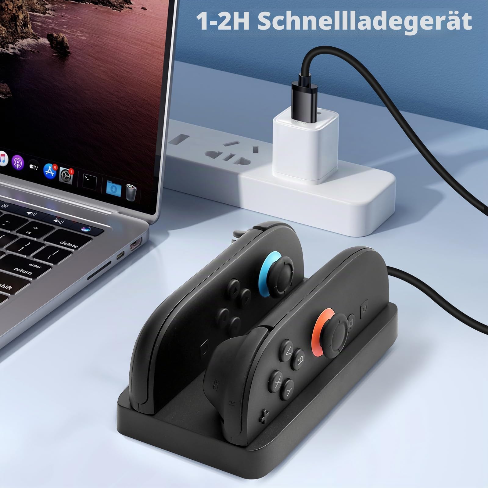 Mini Ladedock für Switch 2(2025),2-in-1 Mini Dual Ladestation für Nintndos Switch 2 Joy Cons Controller mit LED 2 Farben Anzeigeleuchte,2-Port kompakte Ladestation mit Typ C Ladekabel