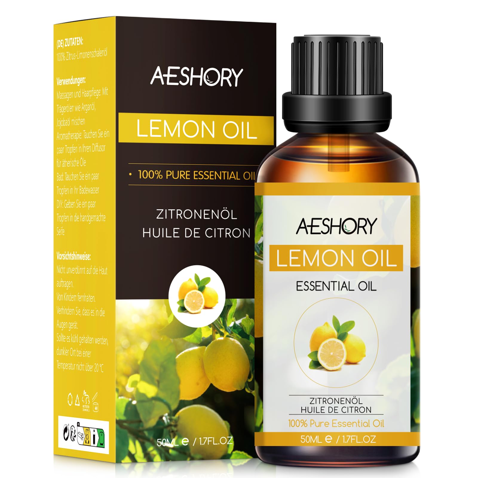 AESHORY Ätherisches Öl 50ML, Natürliches Aromatherapieöl Duftöle für Diffuser, Hautpflege, Haarpflege, Entspannung, Massage, Bad