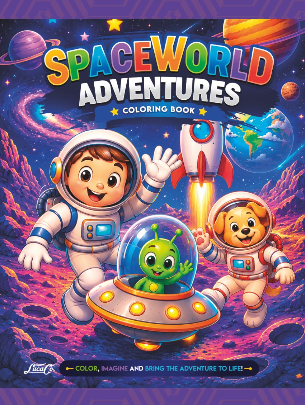 Space World Adventures: A Fun Coloring Book Filled with Astronauts, Rockets, Aliens, Planets, and Galactic Adventures for Kids