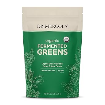 Dr. Mercola Organic Fermented Greens Powder - Supports Digestive & Cellular Health - Certified Organic, Non-GMO & Soy-Free - 9.5 oz 90 Servings