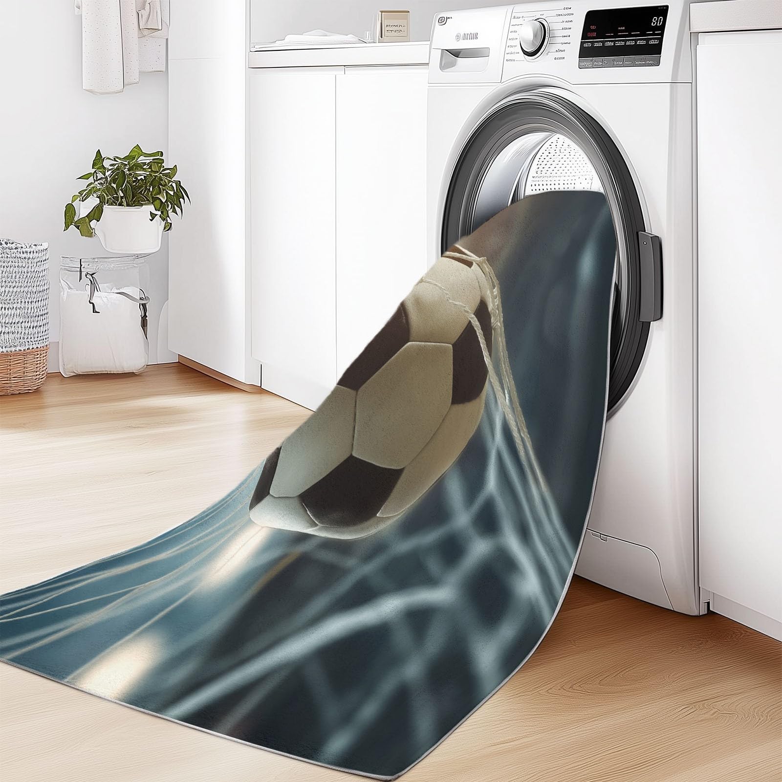Generisch Sportthema Stadion Fußball Teppiche, Weicher Flanell Kurzflor Teppich - Waschbarer rutschfeste Blau Teppiche Pflegeleicht Strapazierfähig für Schlafzimmer Kinderzimmer 140 x 200 cm