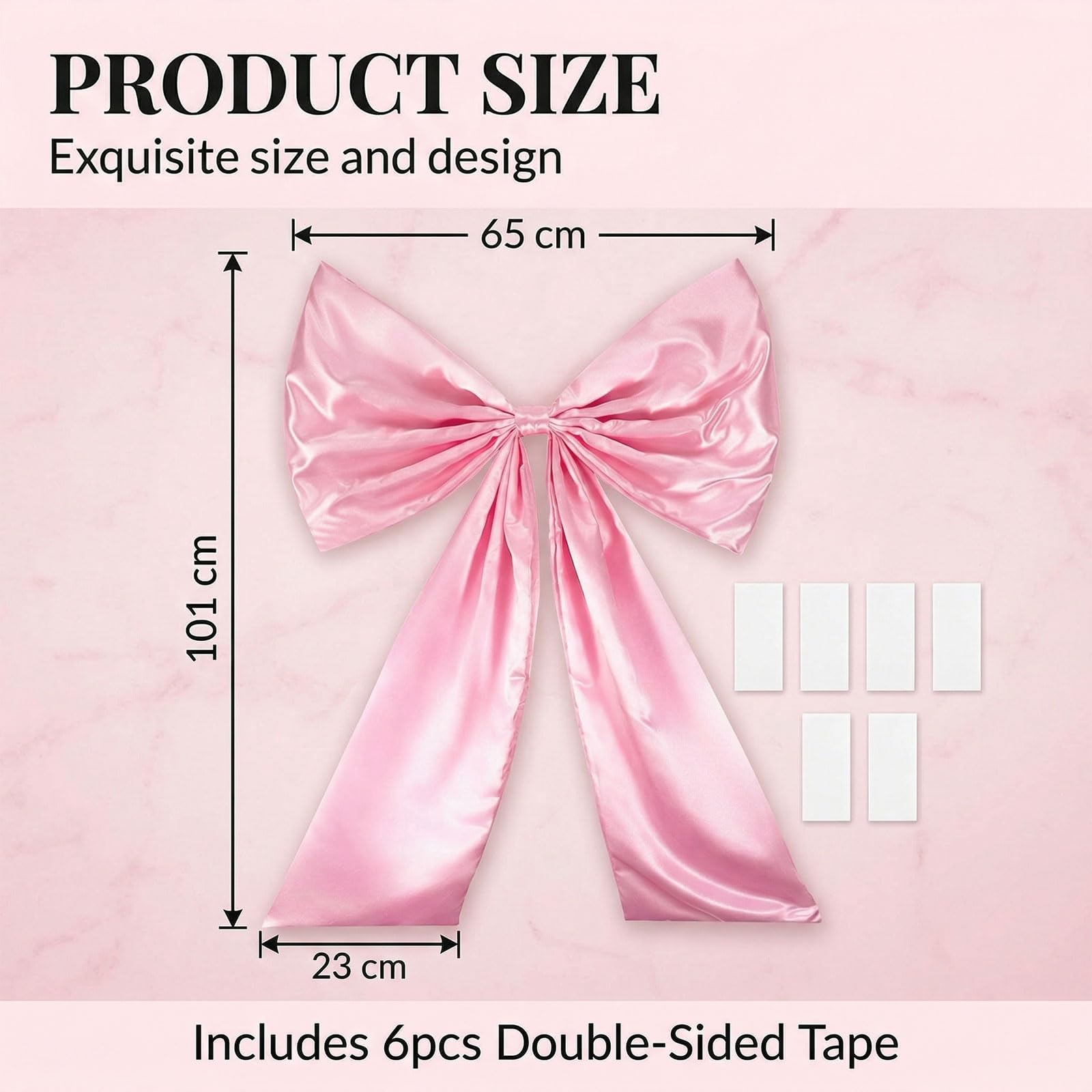 XXL Lazo de satén 102x63 cm, Lazo Grande de Cinta de satén Brillante para decoración de Bodas, Fondo de Fiesta y decoración de Habitaciones (Rosa)