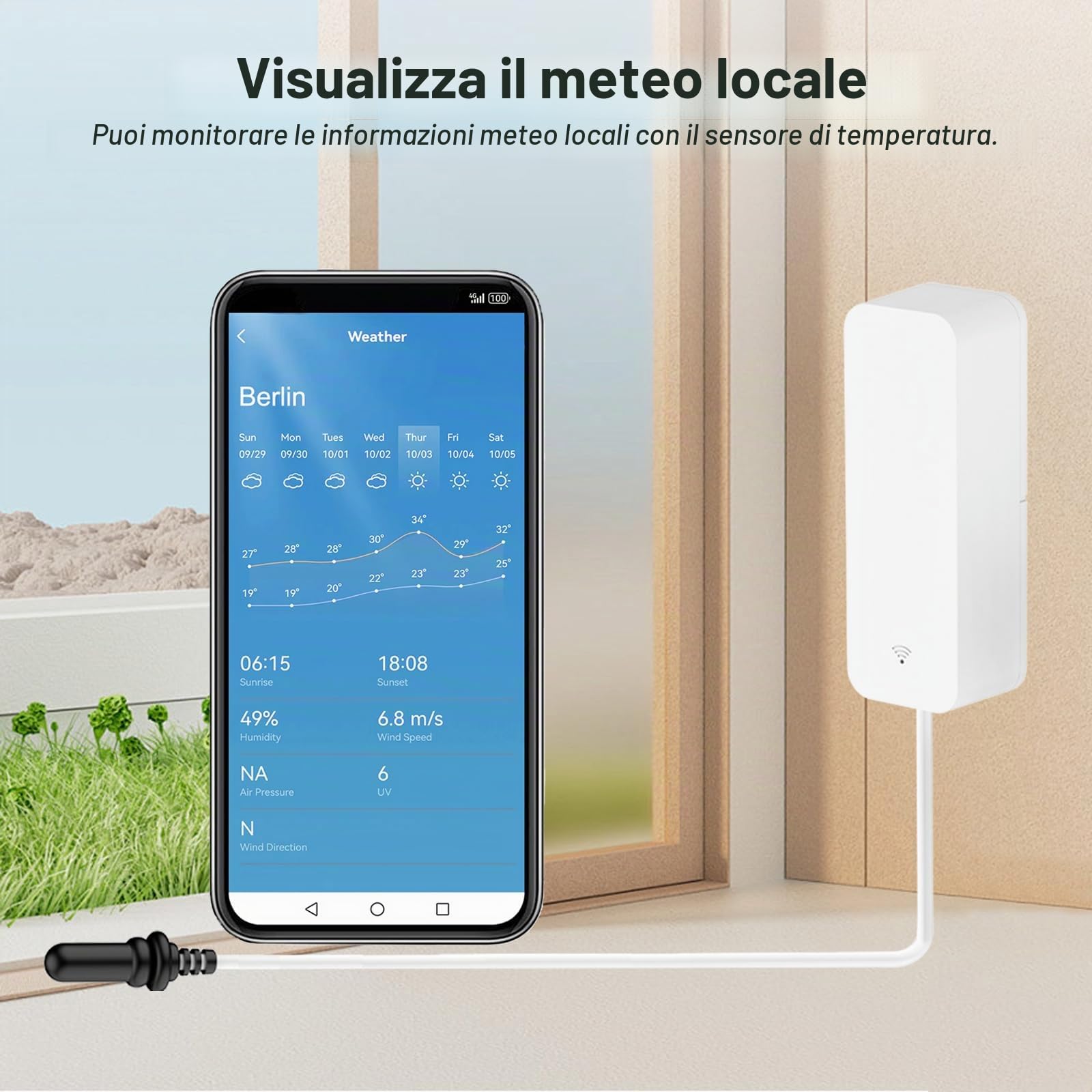 Termometro igrometro Smart con sonda, misuratore di temperatura e umidità per acquario WiFi con monitoraggio remoto tramite app, sensore di temperatura per frigorifero interno, compatibile Alexa. 4PCS