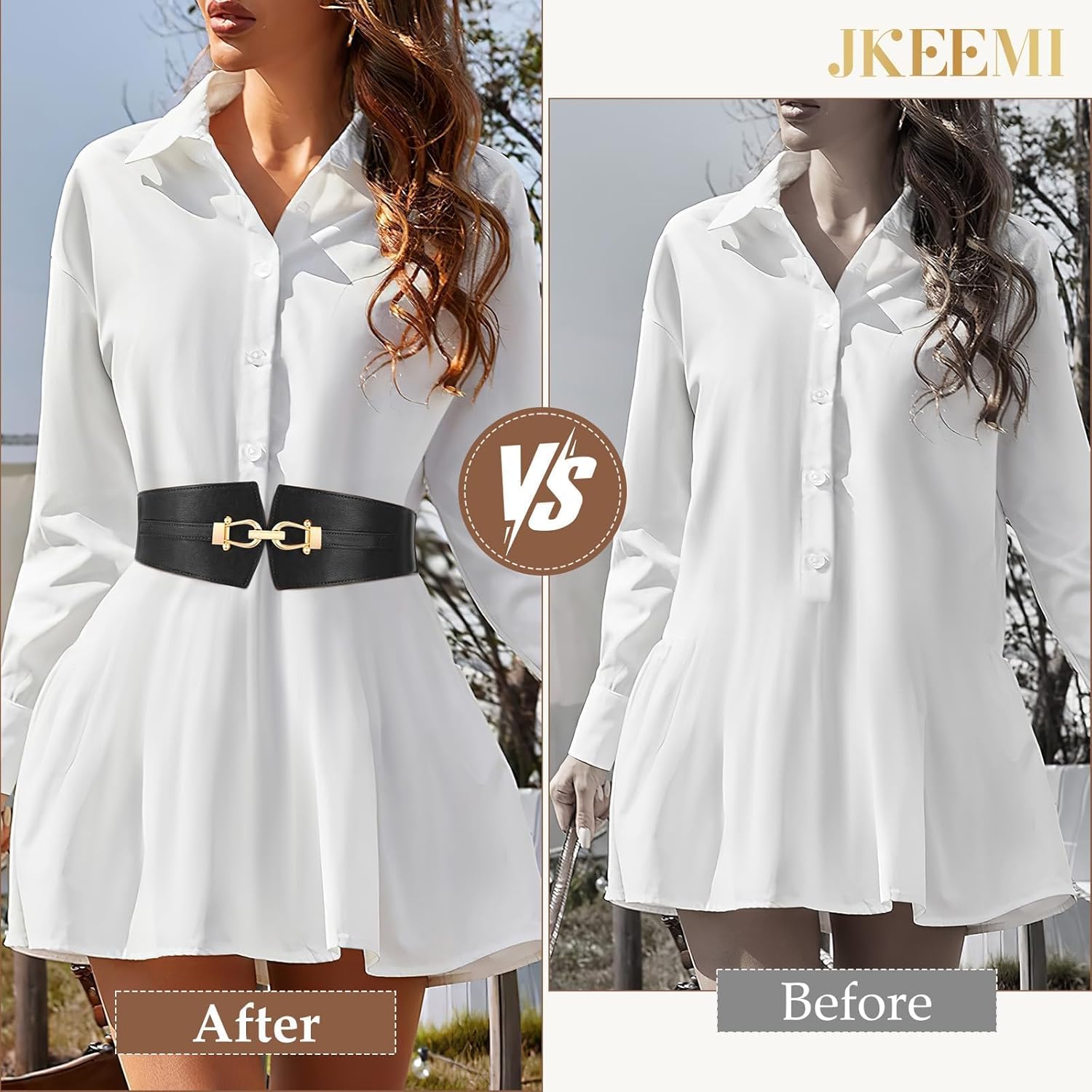 Wide Elastic Belts for Women Stretch Belt Gold Buckle Stretchy Waist Belts for Dresses Coats - Image 7