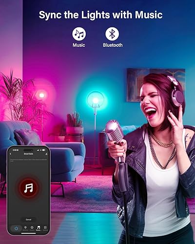 Miniatura 3 de Paquete de 6 bombillas inteligentes GU10, bombillas LED GU10 de 5 W, cambio de color, regulable, sincronización de música, temporizador, control