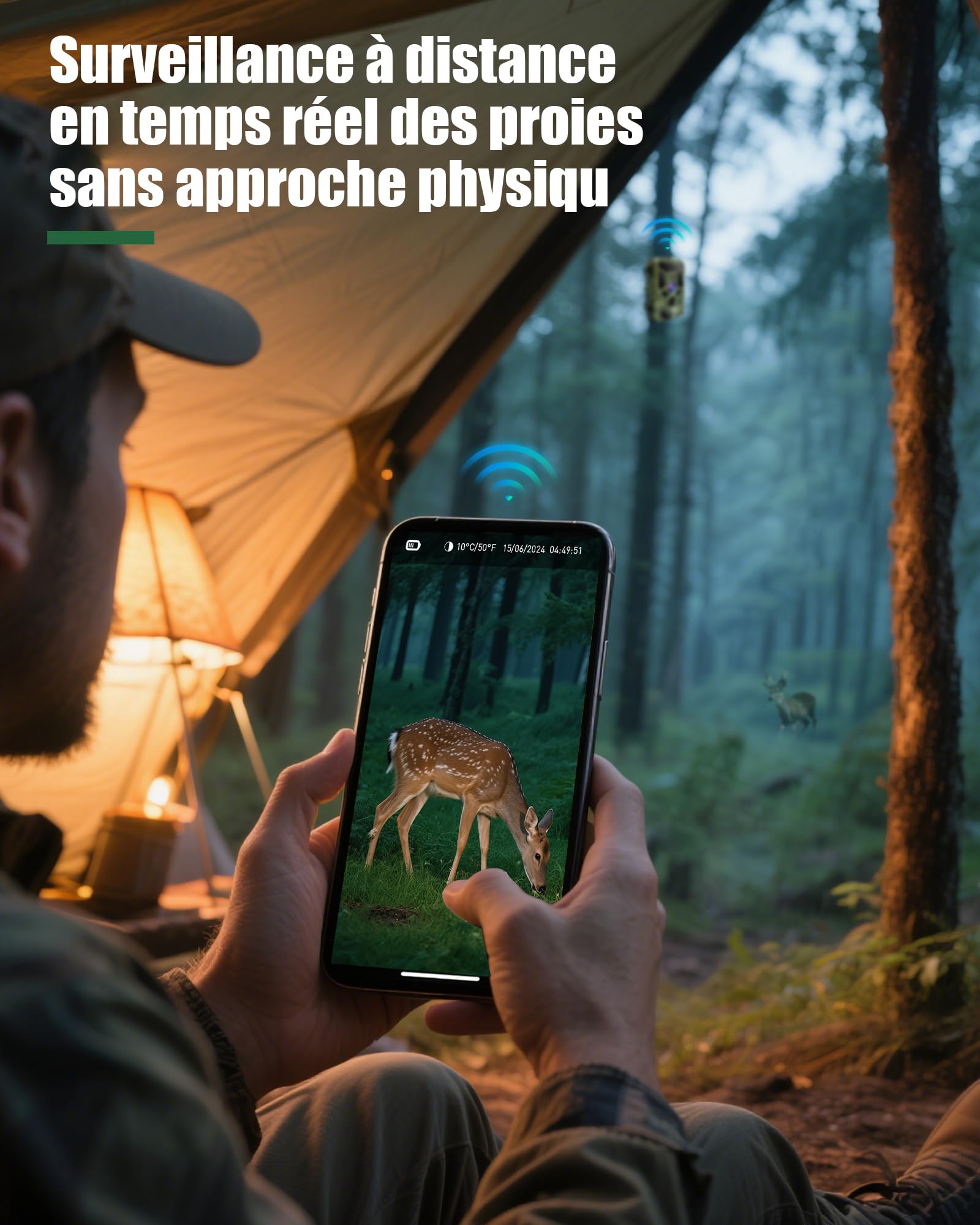HAZA Caméra de Chasse WiFi 4K, Piège Photo Vision Nocturne, IP66 Animaux | Connectée Téléphone Bluetooth, Détection 0,1s, Angle 120°, Infrarouge 940nm, Carte SD 32Go, Extérieur