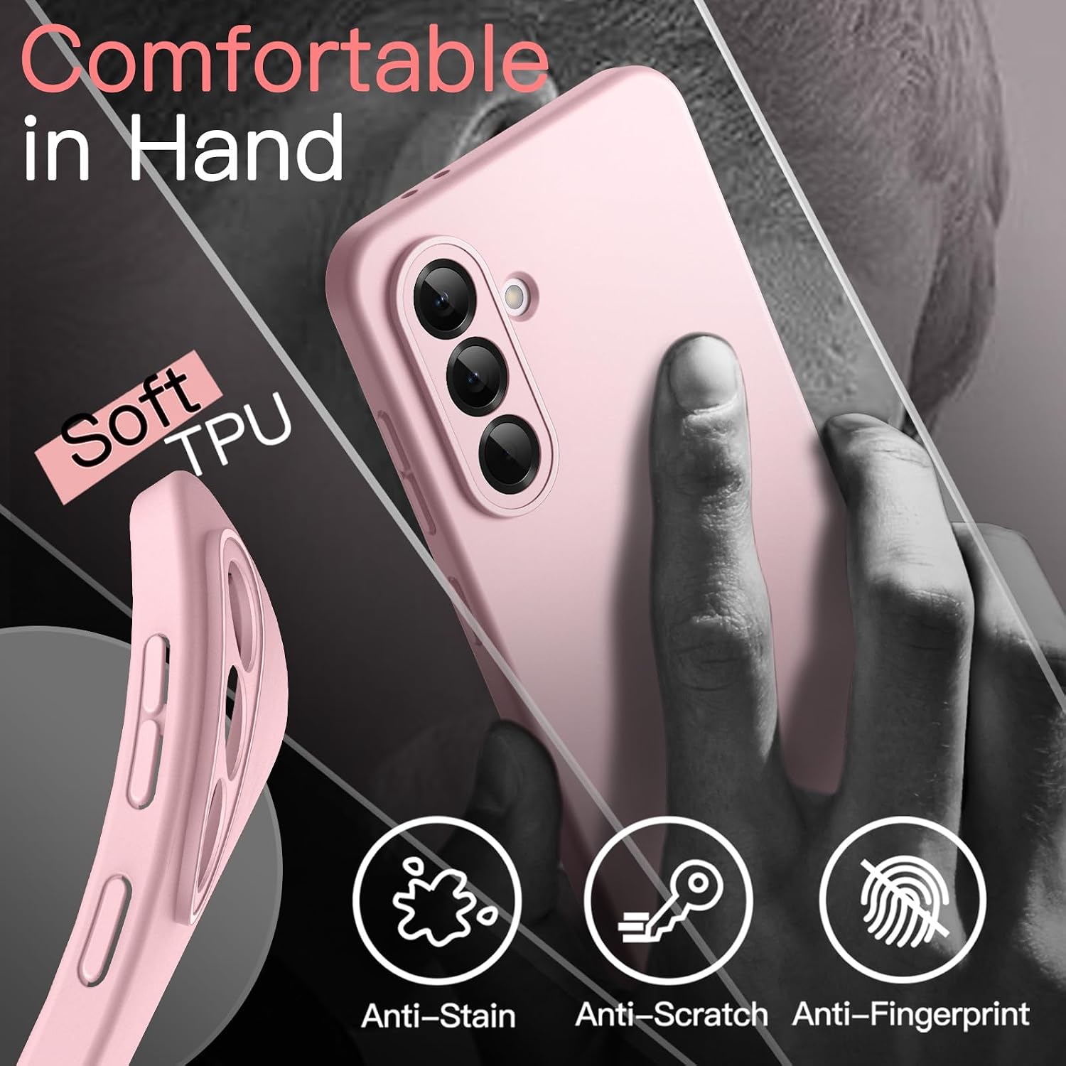 JETech Capa Slim Fit para Samsung Galaxy A56 5G, Proteção Total da Lente da Câmera, Case Protetora Fina de TPU Macio para Telefone, Capinha Acabamento Fosco, à Prova de Choque (Rosa)