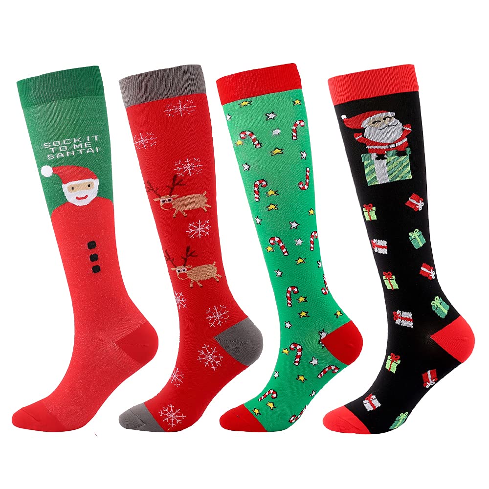 Linghe 4 Pairs Compression Socks for Men Women, Is Best for Football, Travel, Flight, Athletics, Running, Calf Pressur Support. (ylw06)