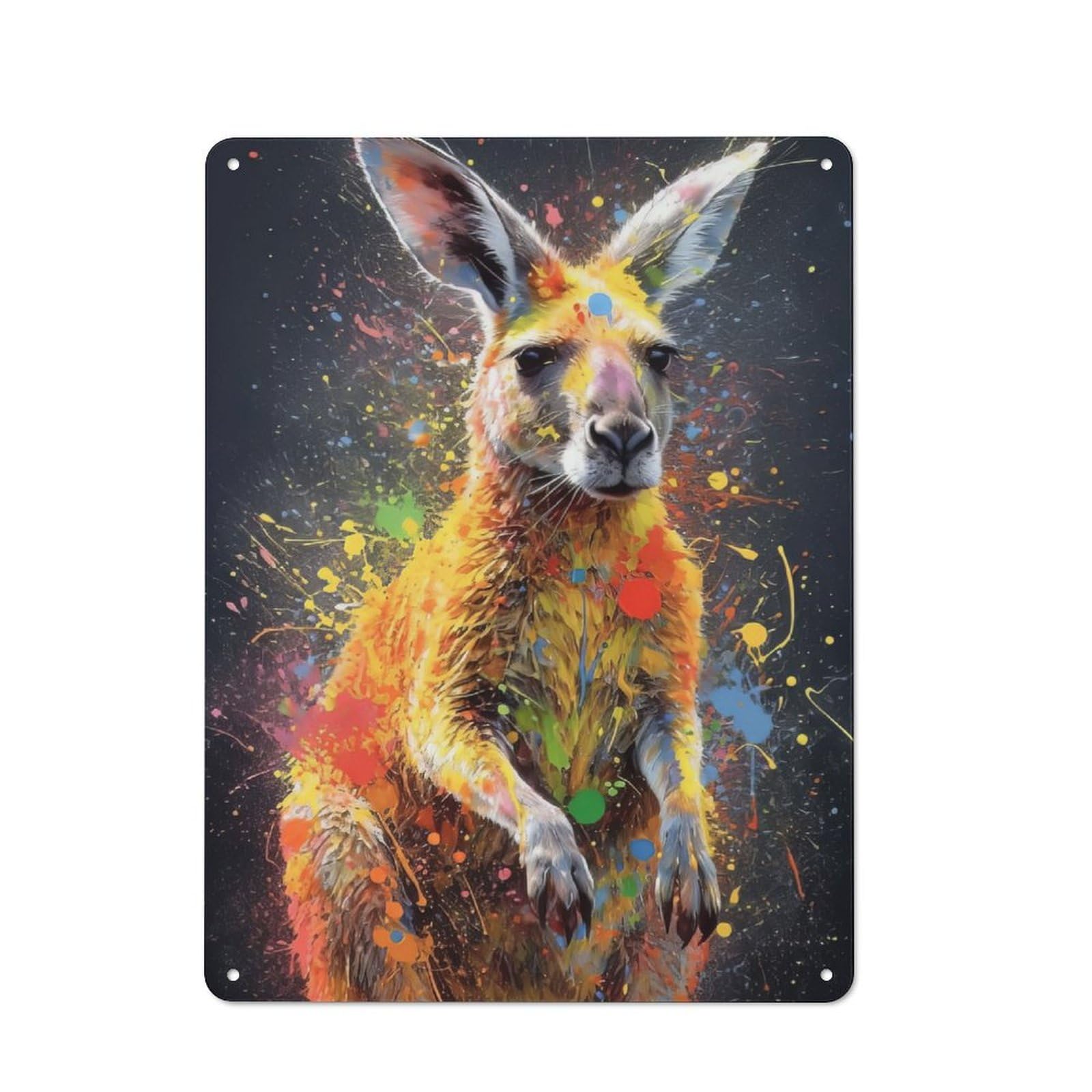 Junmoney Kangaroo Painting Rustic Metal Sign 40X30cm For Guest Room Or Hallway, Suited To Hallway Wall Decor Fans