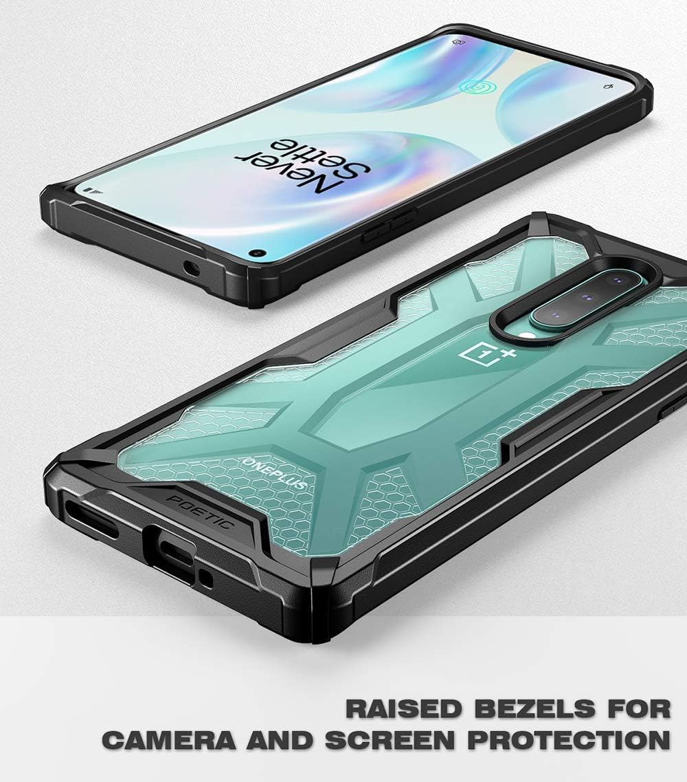 Poetic Affinity for OnePlus 8 Case [Not Compatible with Verizon Version], Rugged Lightweight Military Grade Hybrid Protective Bumper Cover, Black/Clear