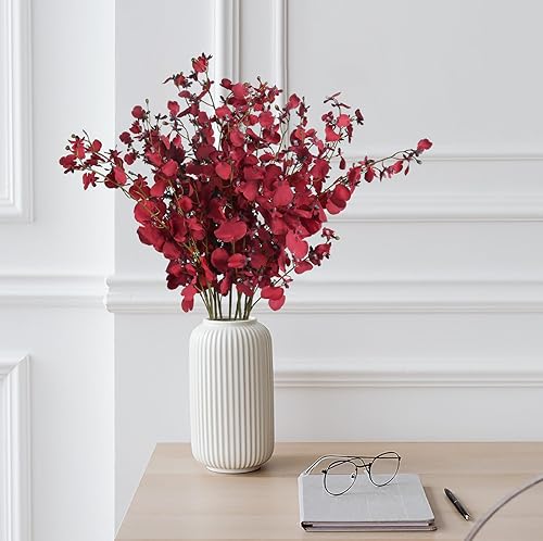 Miniatura 9 de IPOPU Orquídeas artificiales, 10 unidades (cada una de 37 pulgadas), orquídeas artificiales de tallo largo, orquídeas artificiales de seda falsas