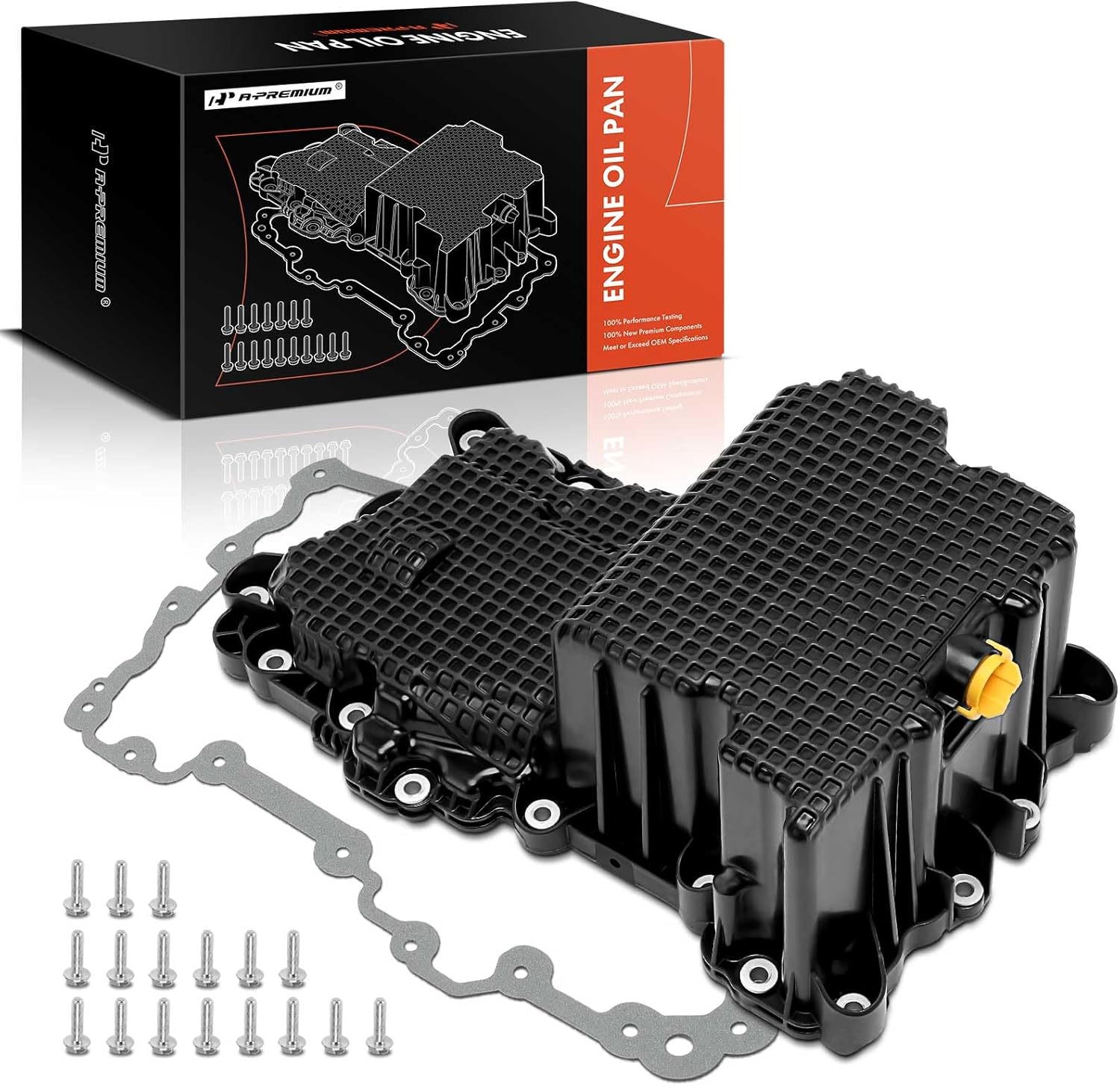 A-Premium Engine Oil Pan with Drain Plug, Gasket, Bolts, Compatible with Ford F-150 F150 2015 2016 2017 2018 2.7L, Replaces CA6010400