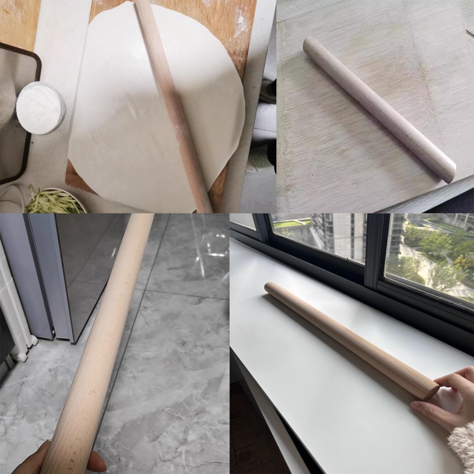 Rodillo de amasar cocina Rodillo De Madera Para Masa Rodillo De Fondant Sólido 40 50 60 CM De Largo, Rodillos Antiadherentes Para Pasta Harina Fideos Pastelería Tortilla Pan Pizza ﻿(LxD 60x3.5cm/23.6x