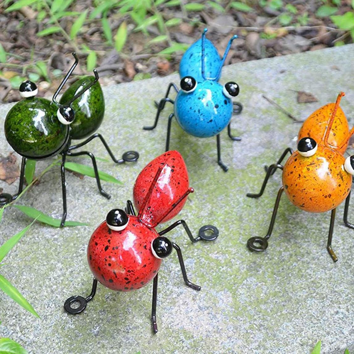 Ant Ornament Desktop Metal Cartoon Ant Sculpture Craft Bedroom Garden Decoration Red,Garden Sculptures Statues image 3