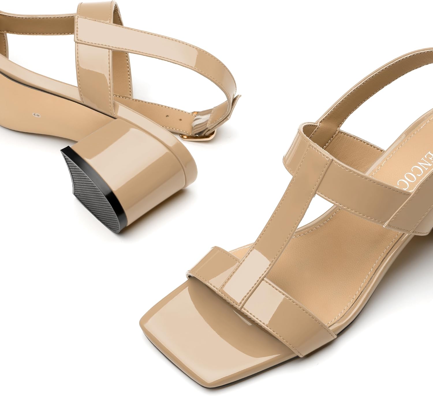 MODENCOCO Women's Strappy Heeled Sandals Chunky 2 Inch Slingback Square Open Toe Heels Comfortable Casual Summer Dress Shoes with Buckle - Image 5