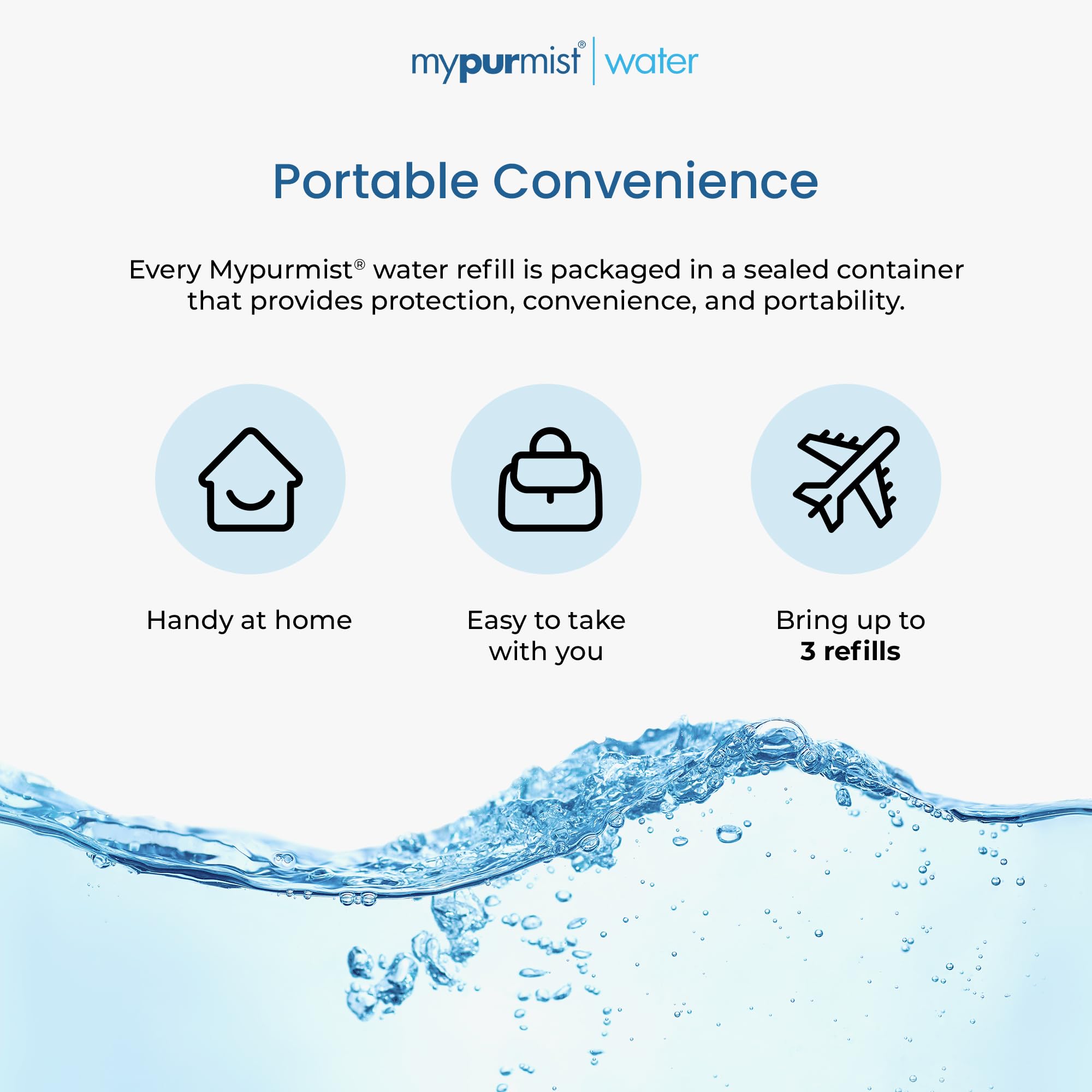 Mypurmist Ultrapure Sterile Water Refills for Steam Inhalers 600 ml | 20 sealed 30 ml refills made for Mypurmist steam inhalers and facial steamers; not for injection. product thumbnail 6