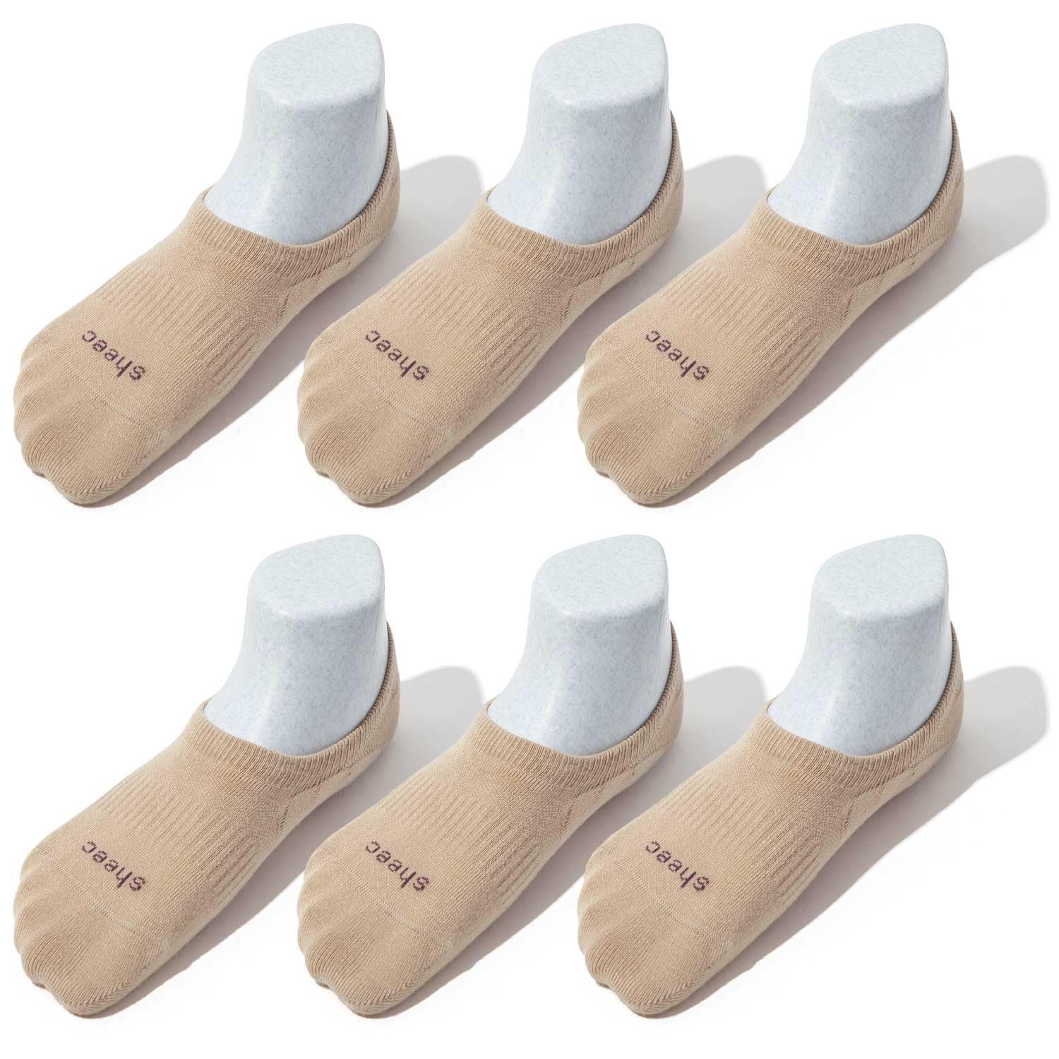 SHEEC No Show Active Socks for Women – High Cut Liner for Sneakers and Boat Shoes – Non-Slip Invisible with Snug Fit – Thin, Breathable, Durable Design Beige - Large 6 Pairs N.V
