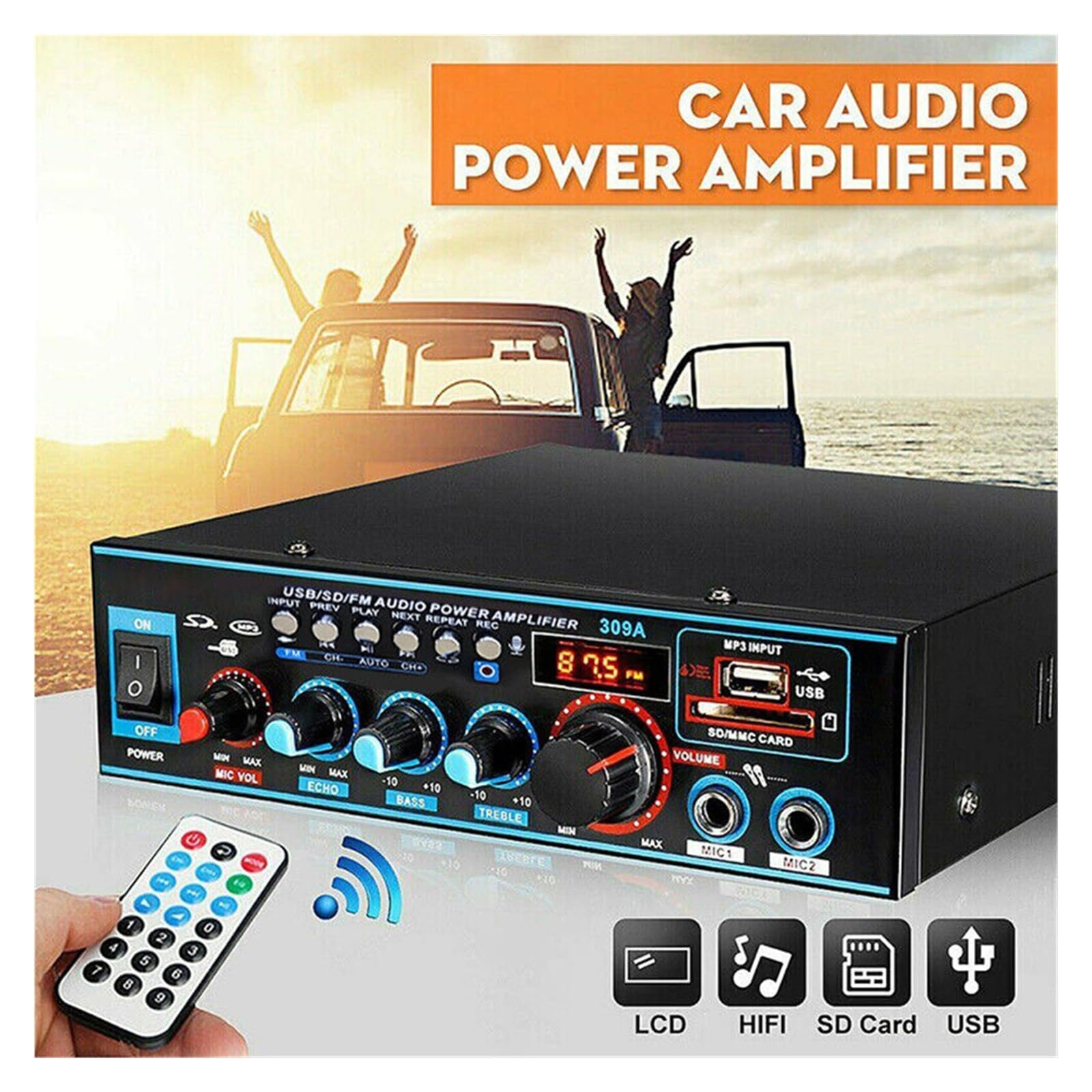 12V 800W Samochodowy wzmacniacz HiFi Bluetooth 5.0 Wzmacniacz Mini HIFI Cyfrowy Bluetooth