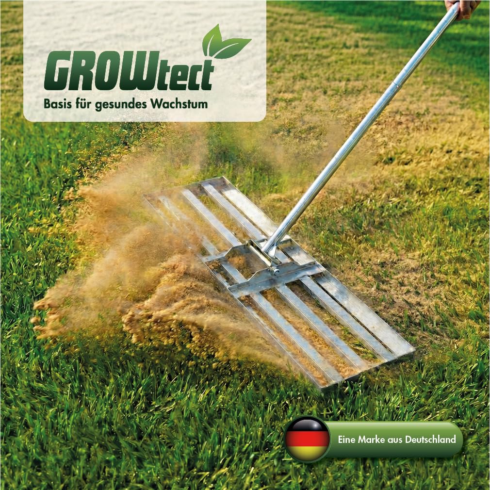Rasenrakel 76x25cm inkl. 2m Stiel – Levelawn zum Sanden von Rasenflächen & Ebnen von Rasentragschichten – 3-teiliger geschraubter Gerätestiel für Stabilität