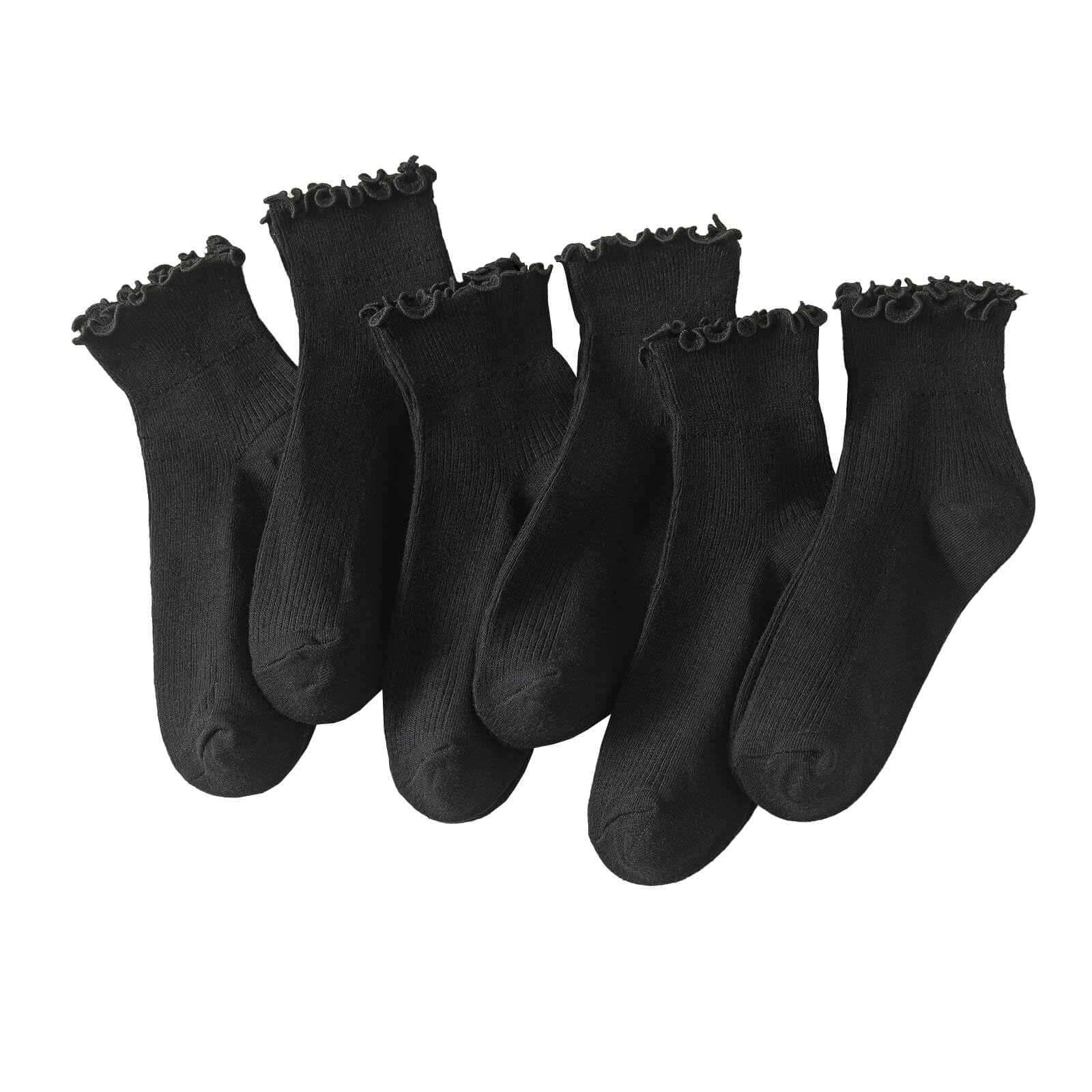 Hstyle 6 Pairs of Ruffle Socks Women, Cute Ruffle Ankle Socks
