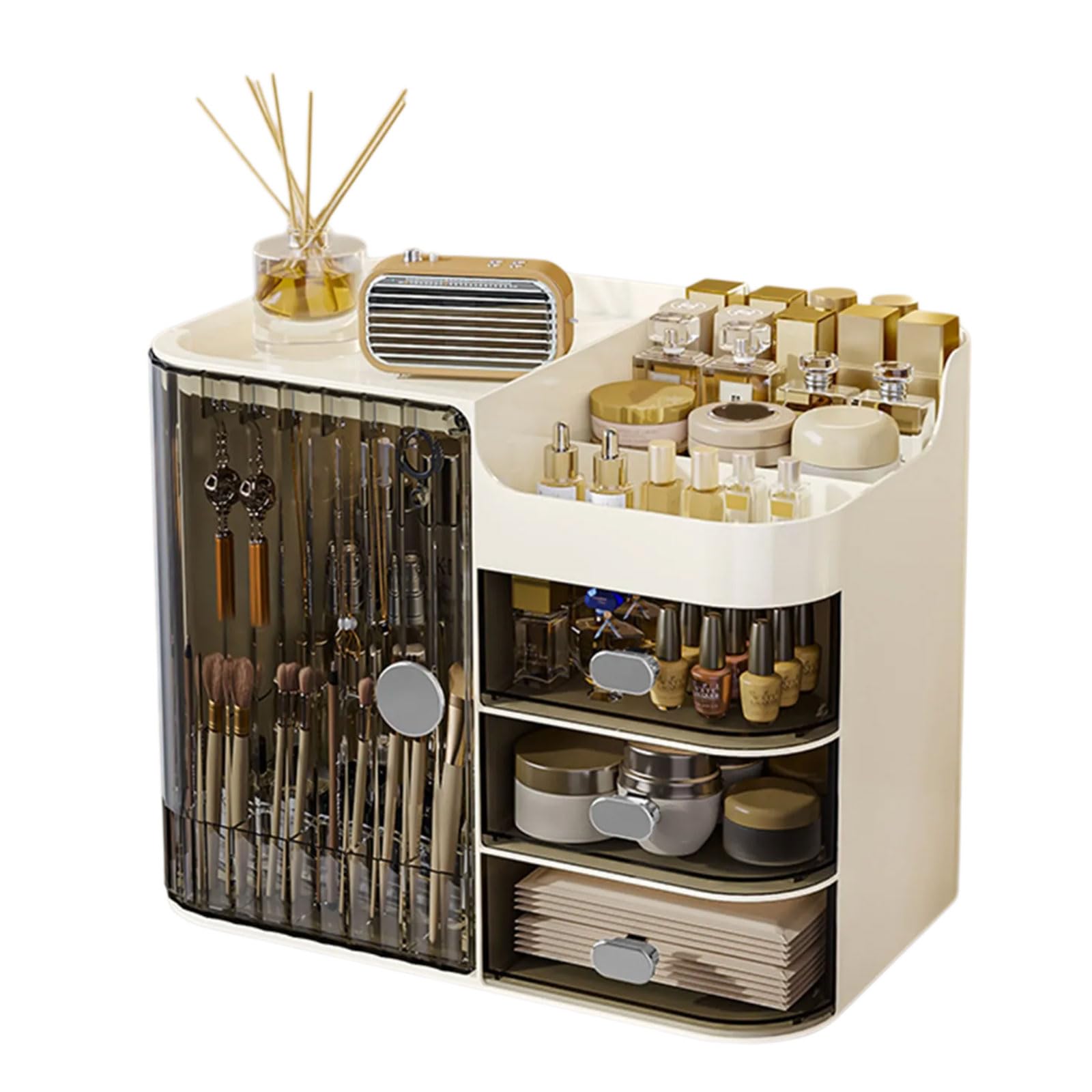 Kalttoy Capacity Jewelry Organiser Dustproof Cosmetic Tool Holder Multilayer Storage Box for Brushes and Small Items Living Room Organiser