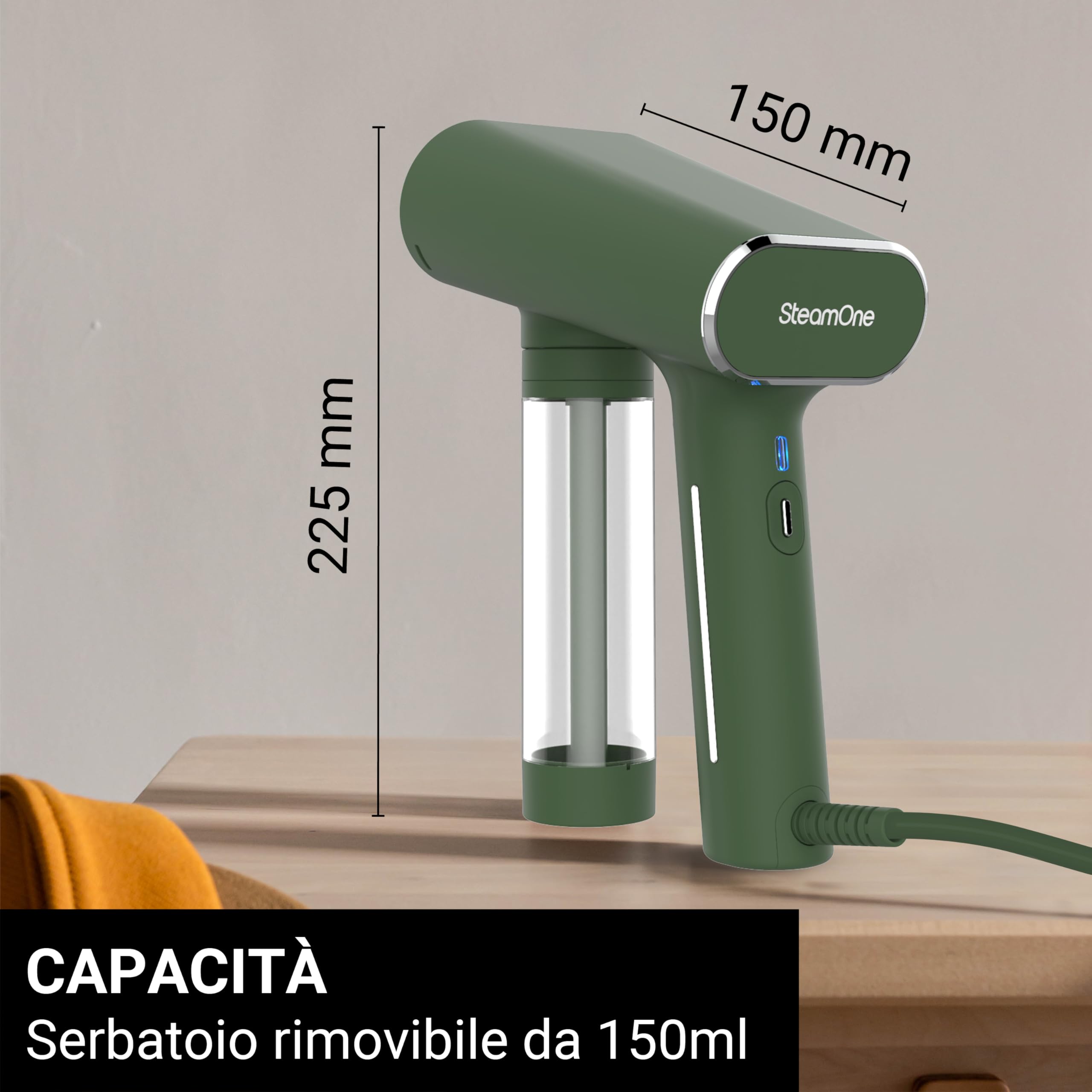 SteamOne KARL 2 Vaporizzatore A Vapore 2000 W – Ferro Portatile 150 Ml, 33 G/min, Pronto In 30s, Elimina 99.99% Impurità