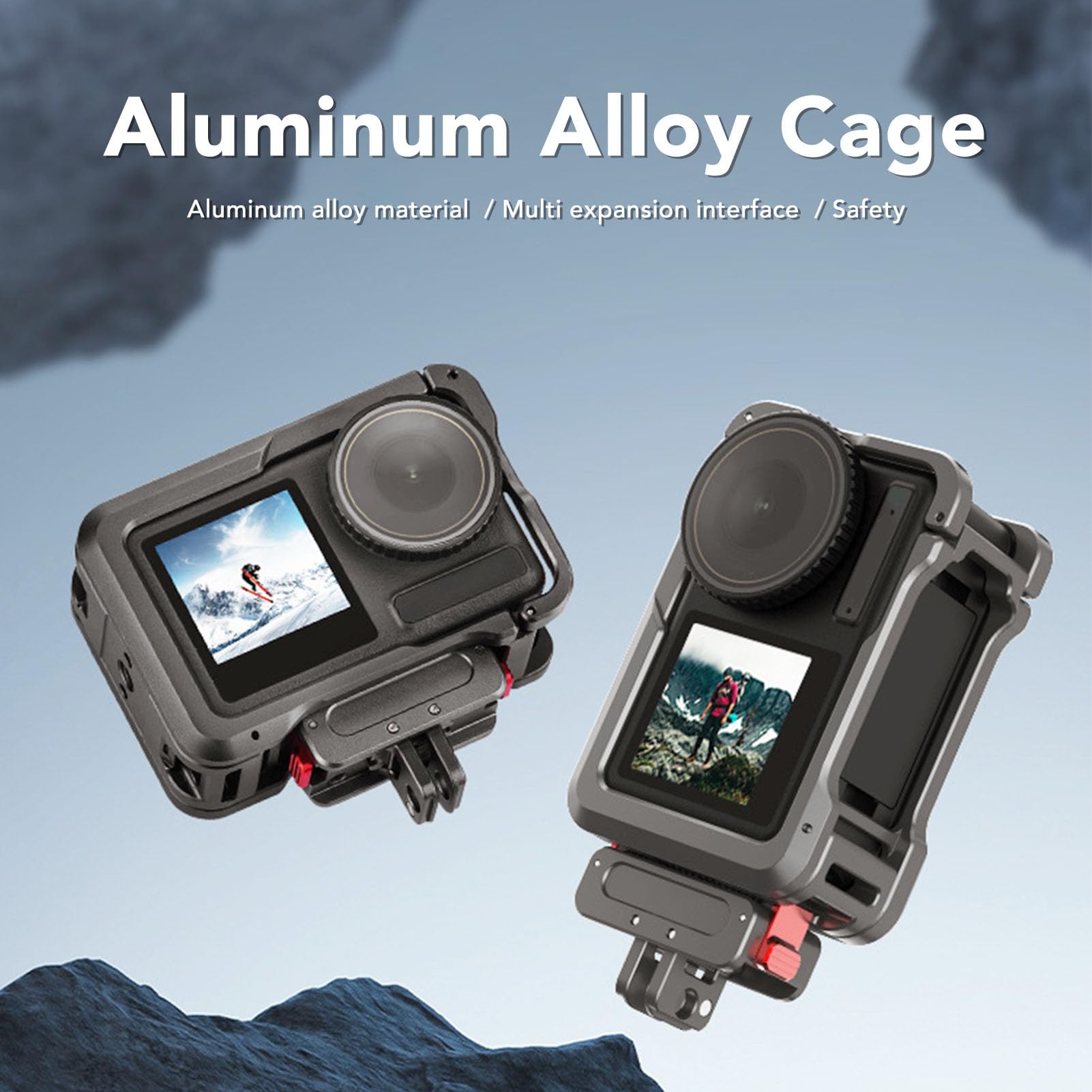 Action Camera Cage Magnetic Base Anti Slip Pad Easy Disassembly Aluminum Protective Frame for OSMO Action Suit for Enthusiasts