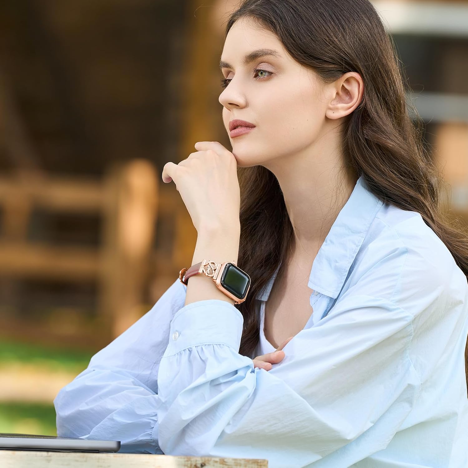 Leather Bands For Women Compatible with apple Watch Bands 38/40/41/42/44/45/46/49mm Ultra 3,Slim Thin Leather Strap Heart Love-Shaped Diamond for iWatch SE 3 Series 11 10 9 8 7 6 5 4 3 2 1 - Image 6