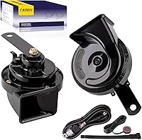 Vista 1 de FARBIN Bocina de tren para camión de 12 V, bocinas de coche ruidosas impermeables, kit de cuerno de caracol eléctrico con arnés de cable y botón