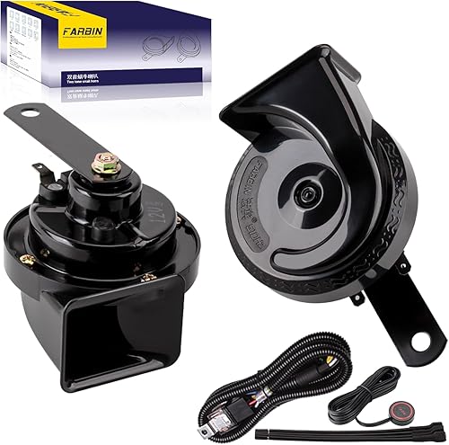 Vista 9 de FARBIN Bocina de tren para camión de 12 V de coche, resistente al agua, kit de bocina de caracol eléctrico para cualquier vehículo de 12 V
