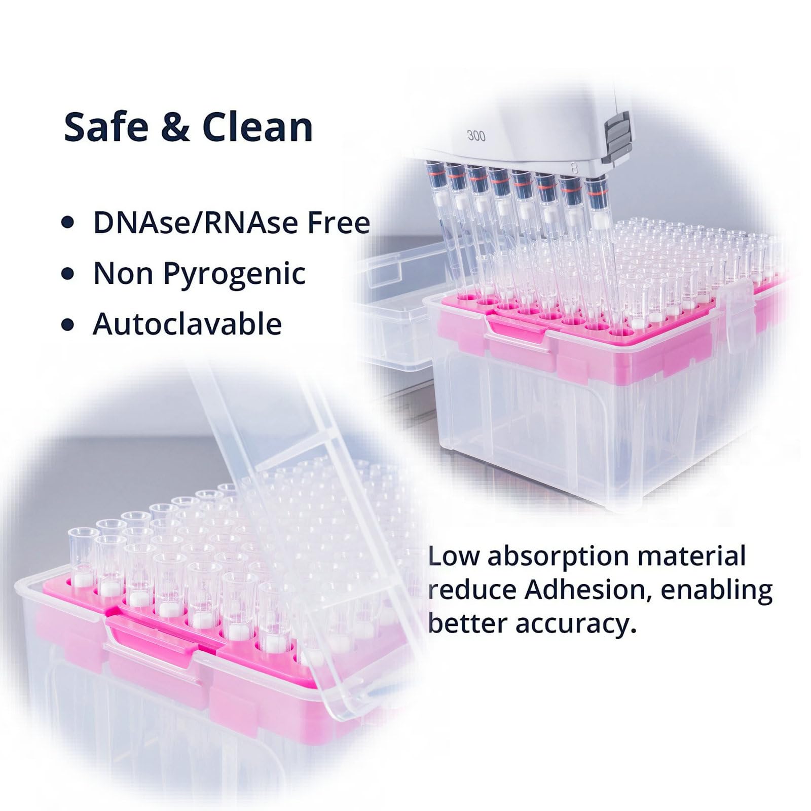 200ul Filter Pipette Tips - Universal Pipette Tips?with Box RNase/DNase Free & Pyrogen Safe, 96 Tips/Rack Pk x 10 Racks (960 Tips)