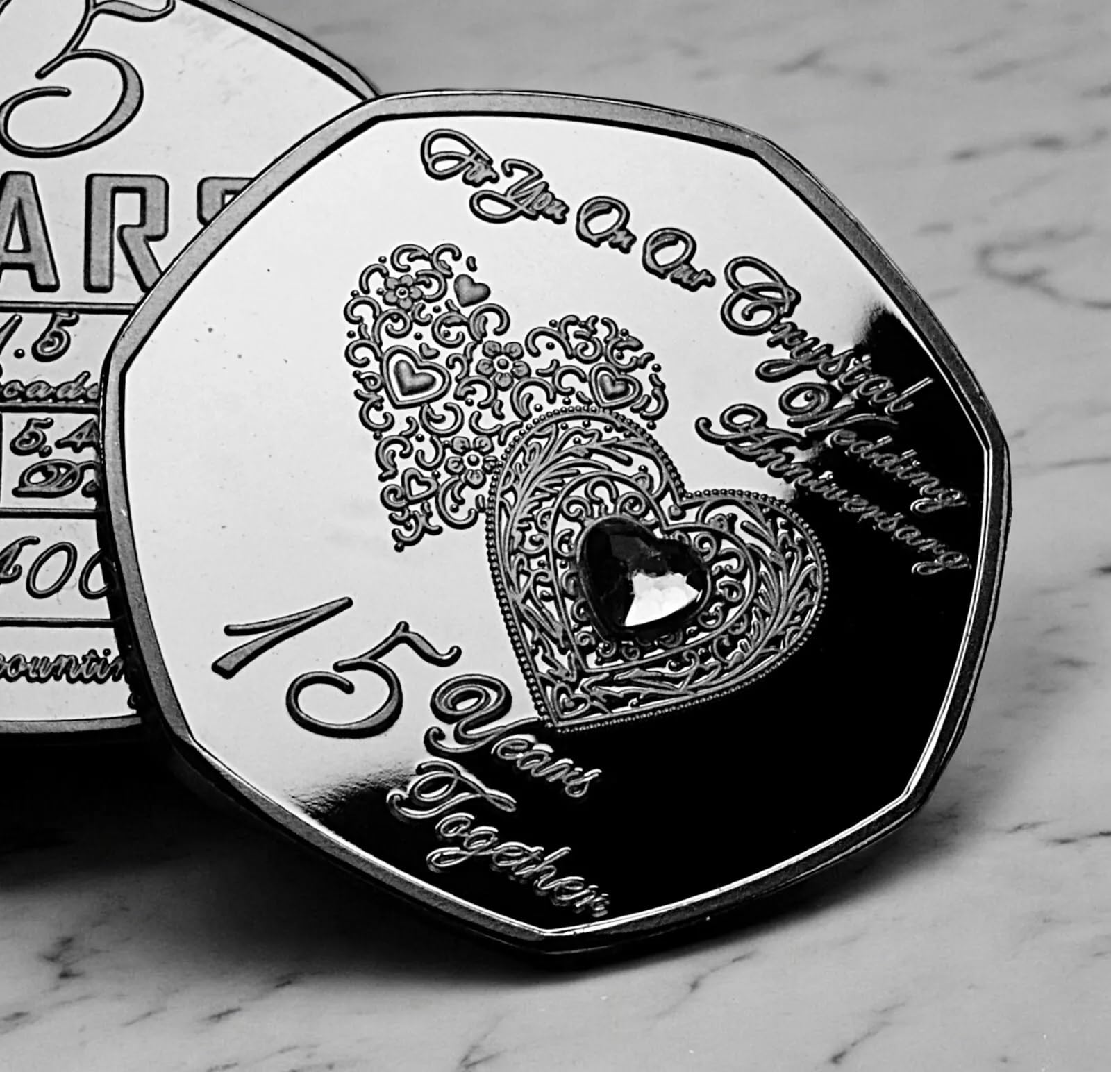 The Commemorative Coin Company Silver On Our 15Th Crystal Wedding Anniversary Commemorative. Gem. Gift/Present Husband/Wife/Partner. Fifteen 15 Years Of Marriage.