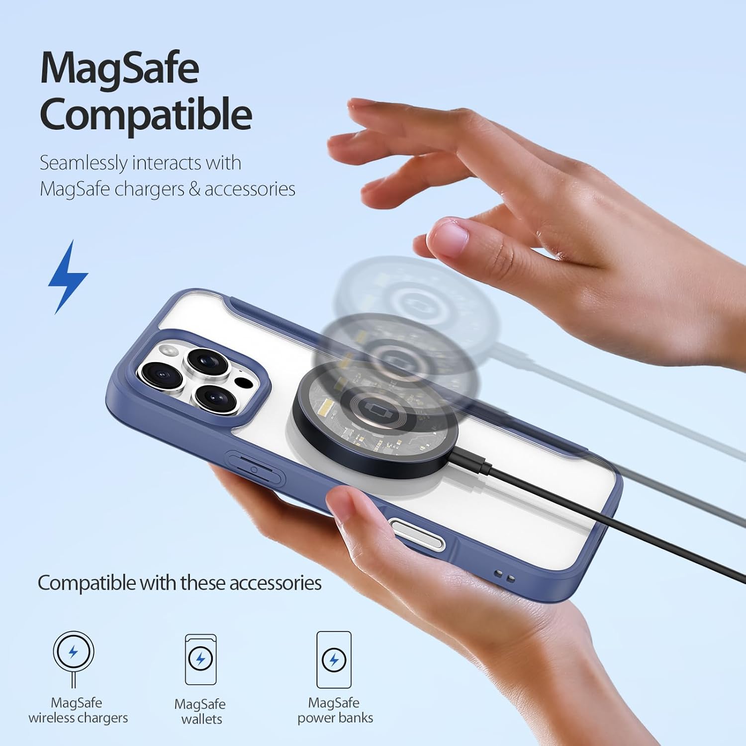 Flip Folio Wallet case That Compatible with iPhone 16 Pro max, Leather case with Card Holder,Built-in RFID Blocking Card Slots (Blue, Fro16 Pro Max 6.9")