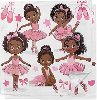 Cloth Napkins Set of 2pcs, Cartoon Children Ballet Dance Dinner Napkins Cloth Washable Reusable Napkin for Wedding Holiday Party Dinner Table Decor Pink Butterflies Ballet Shoes