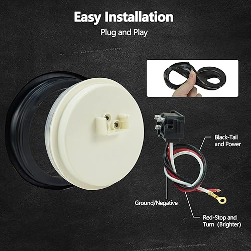 Miniatura 7 de YOMTOVM 2 rojo + 2 blanco 4 '' redondo 12LED remolque luces traseras camiones RV 4 pulgadas redondo LED parada vuelta luces traseras remolque