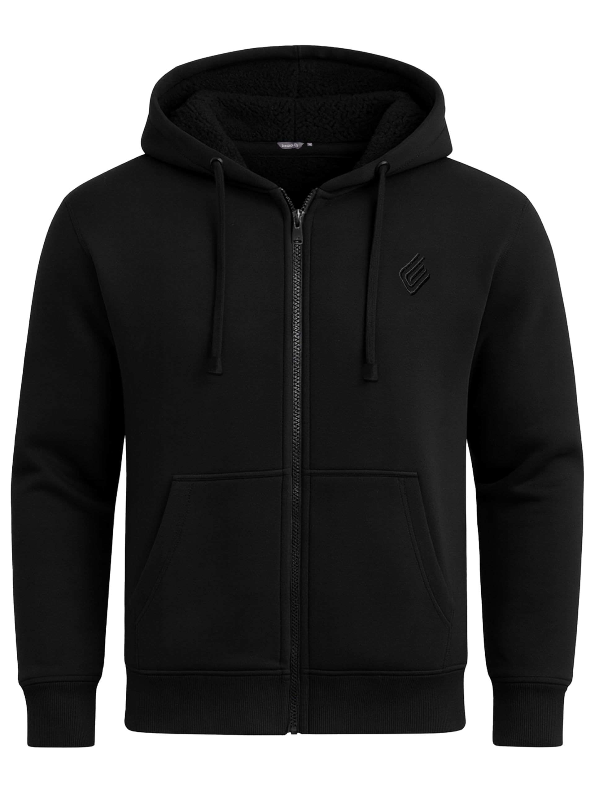 989Zé Enzo Men's Black Hoodie Long Sleeve Zip Up Cotton Padded Fleece Sherpa Lined Hooded Sweatshirt Warm Winter Ezhd663_hoodie S