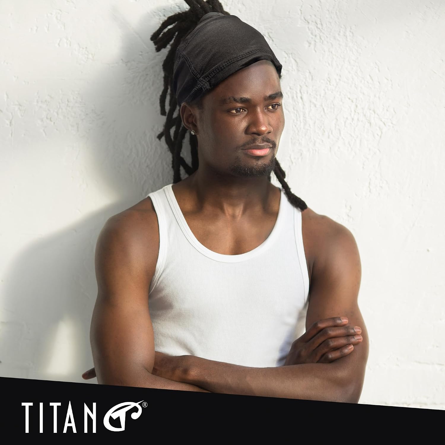 Titan Spandex Dreadlocks Braids Band for Men, Stretch Headband for Locs and Braids, Smooth Comfort Fit (BLACK)