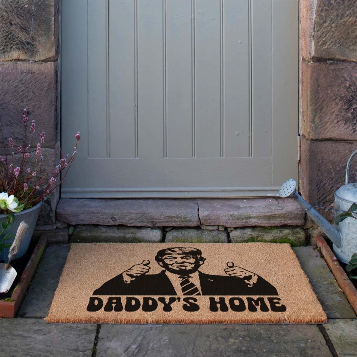 Funny Coir Doormat Welcome Front Porch Patio Decor Mat For The Entrance Way Outside Rugs with Heavy-Duty Backing Non Slip Outdoor Coconut Coir Novelty Gift Matt 23.6 x 15.7 inch (Daddy's Home)