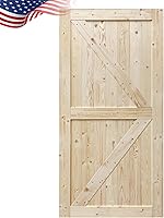 Vista 12 de S&Z TOPHAND® Puerta de granero de 60 x 84 pulgadas, Puerta de granero con refuerzo británico sin terminar/Estilo moderno/Madera maciza/Se requiere