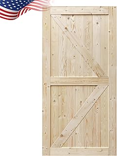S&Z TOPHAND® 42in x 84in Barn Door, Unfinished British Brace Barn Door/Modern Style/Solid Wood/Simple Assembly is Required,Without Sliding Hardware