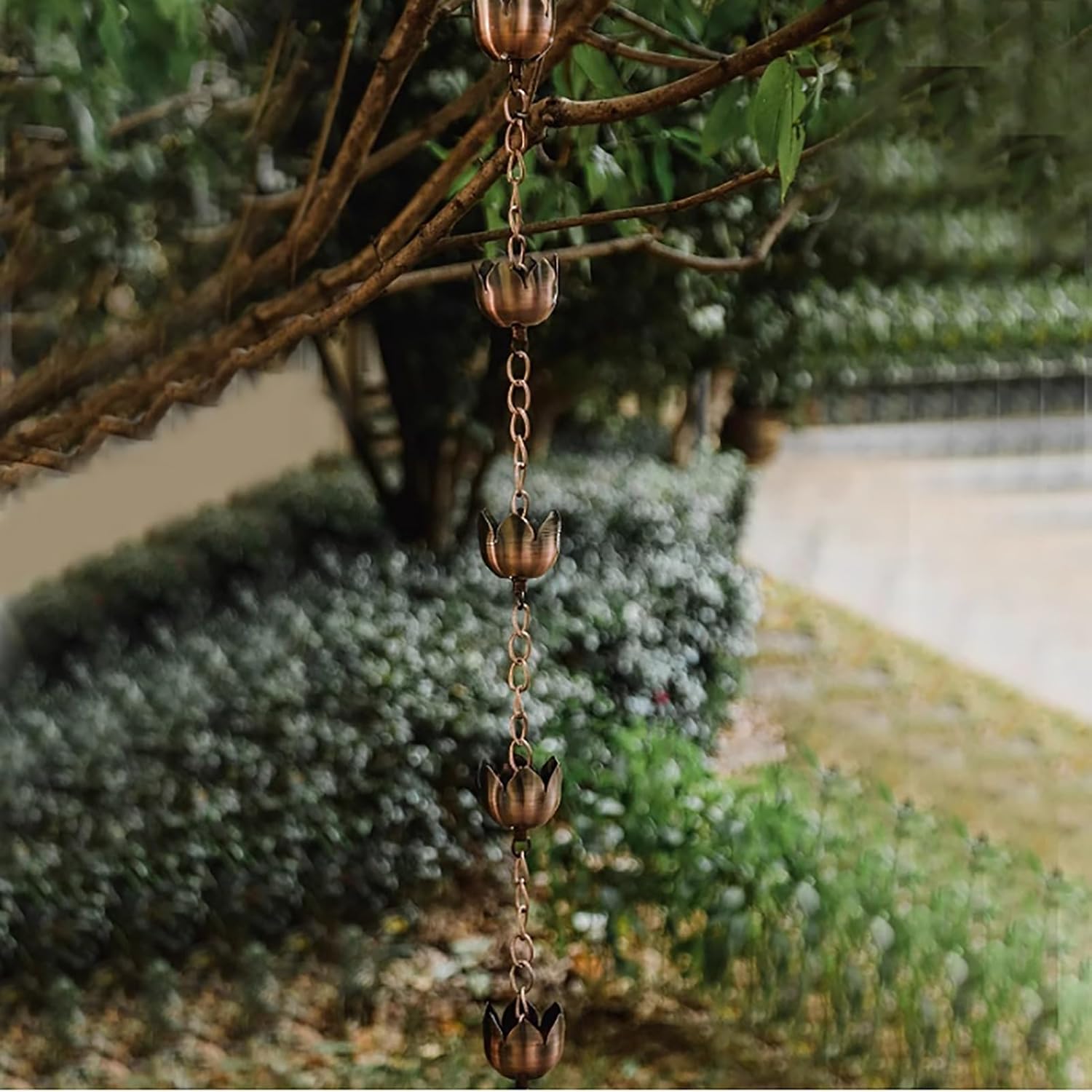 70" Rain Chains,Metal Decorative Lotus Rain Chain Bell,Rain Chains for Gutters,Rain Gutter Chains for House Eaves,Garden & Home
