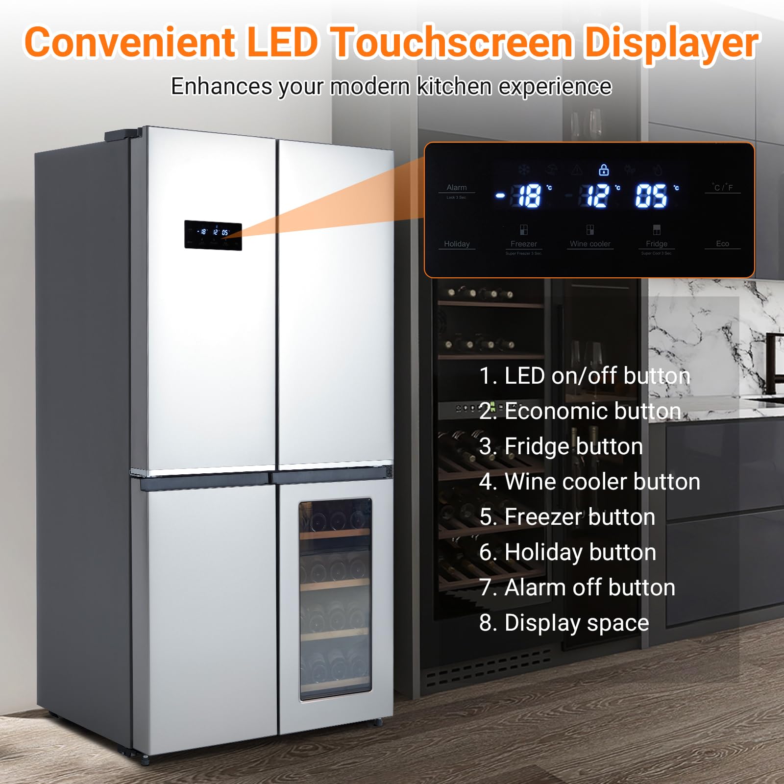 21 Cu.Ft Side By Side Refrigerator with Touch Control & Led, Swing Double Door Fridge with Adjustable Glass Shelves, Freezer and Crisper Drawers on Fridge.com