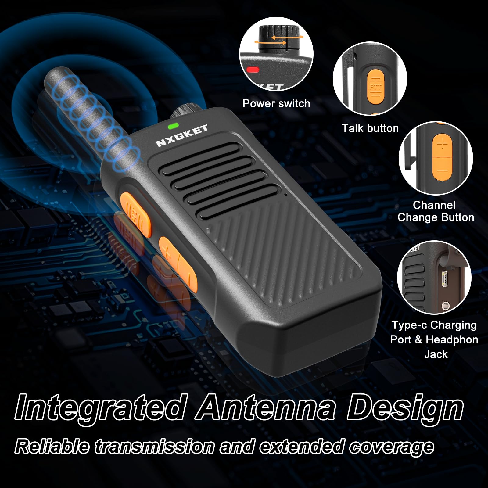 Walkie Talkies for Adults, 2 Pack Rechargeable Walkie Talkies Long Range Two Way Radios with 16 FRS Channels, 1500mAh Battery for Camping, Hiking and Cruises - 4
