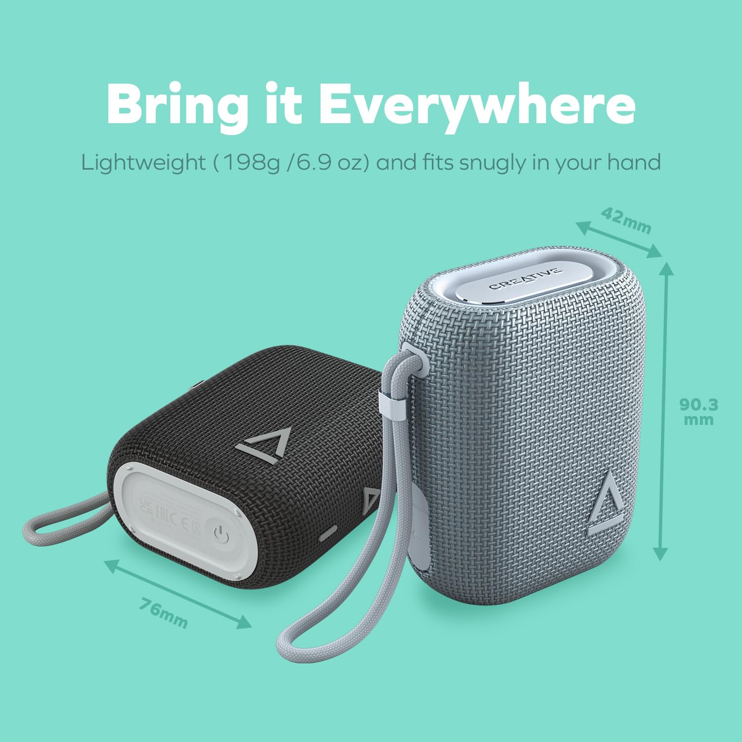 Creative MUVO Flex - Altavoz Bluetooth 5.3, Impermeable IP67, Carga USB-C, hasta 10 Horas de reproducción Continua (Negro)
