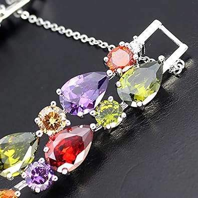 Hermosa Fashion Gemstone Silver Bracelets, Silver Jewelry for Women Bracelet, Amethyst Garnet Morganite Peridot Women Jewelry Bracelets