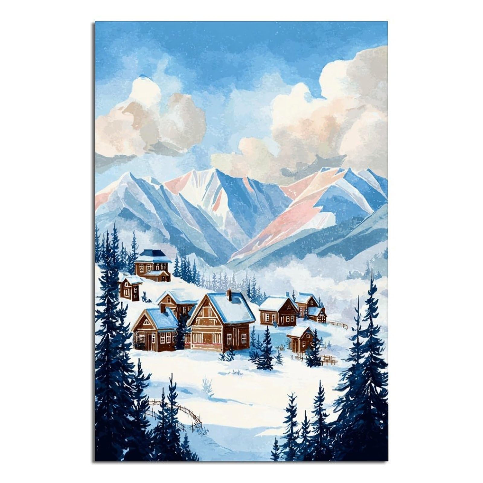 iPuzou Breckenridge Poster 24x36inch(60x90cm) Vintage Watercolor Canvas Art