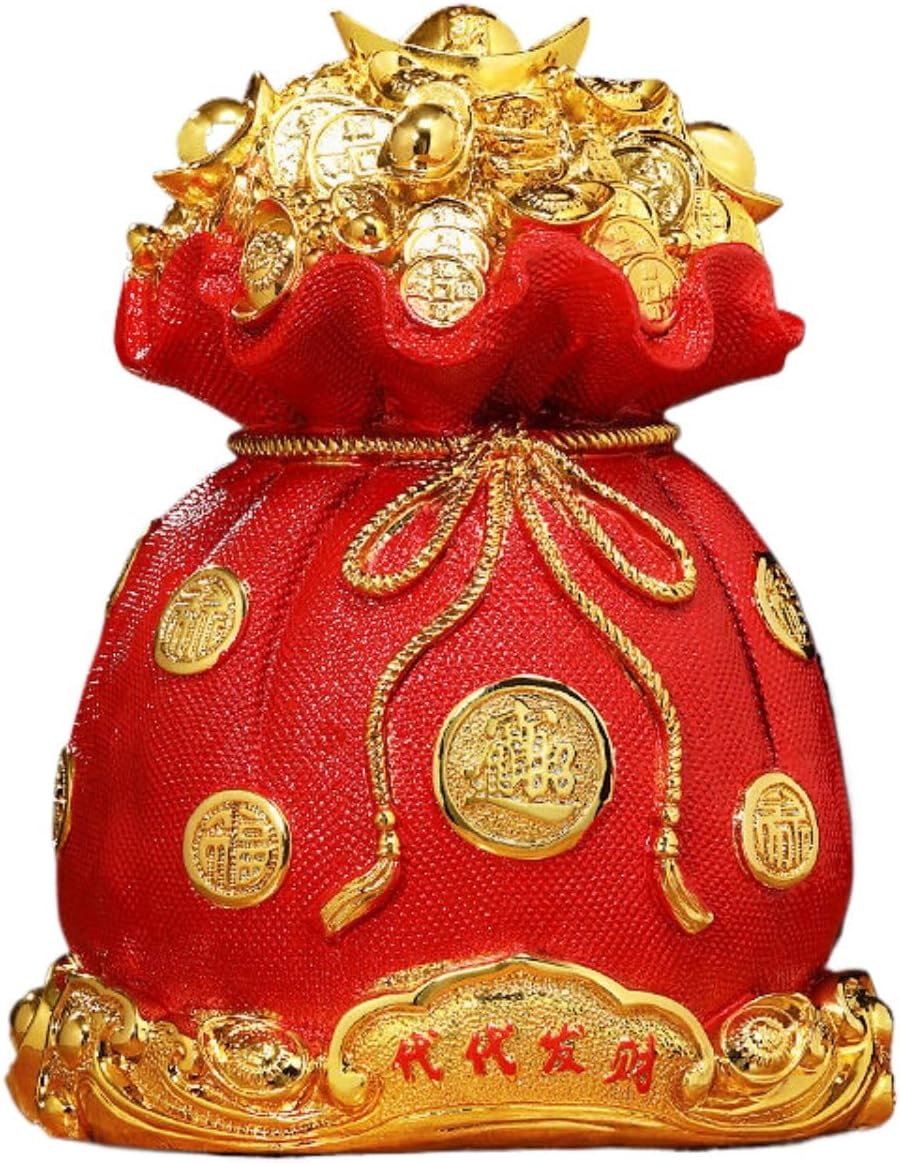代财福袋存钱罐 Piggy Banks Best Birthday Gifts Home Decoration 摆件 Feng Shui Figurine Home Office Decor Chinese Gifts 店铺前台收银台装饰新店开业乔迁新年礼物 8149