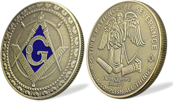 Masonic Coin Freemasonry Angel Master Mason Blue Lodge Challenge Coin