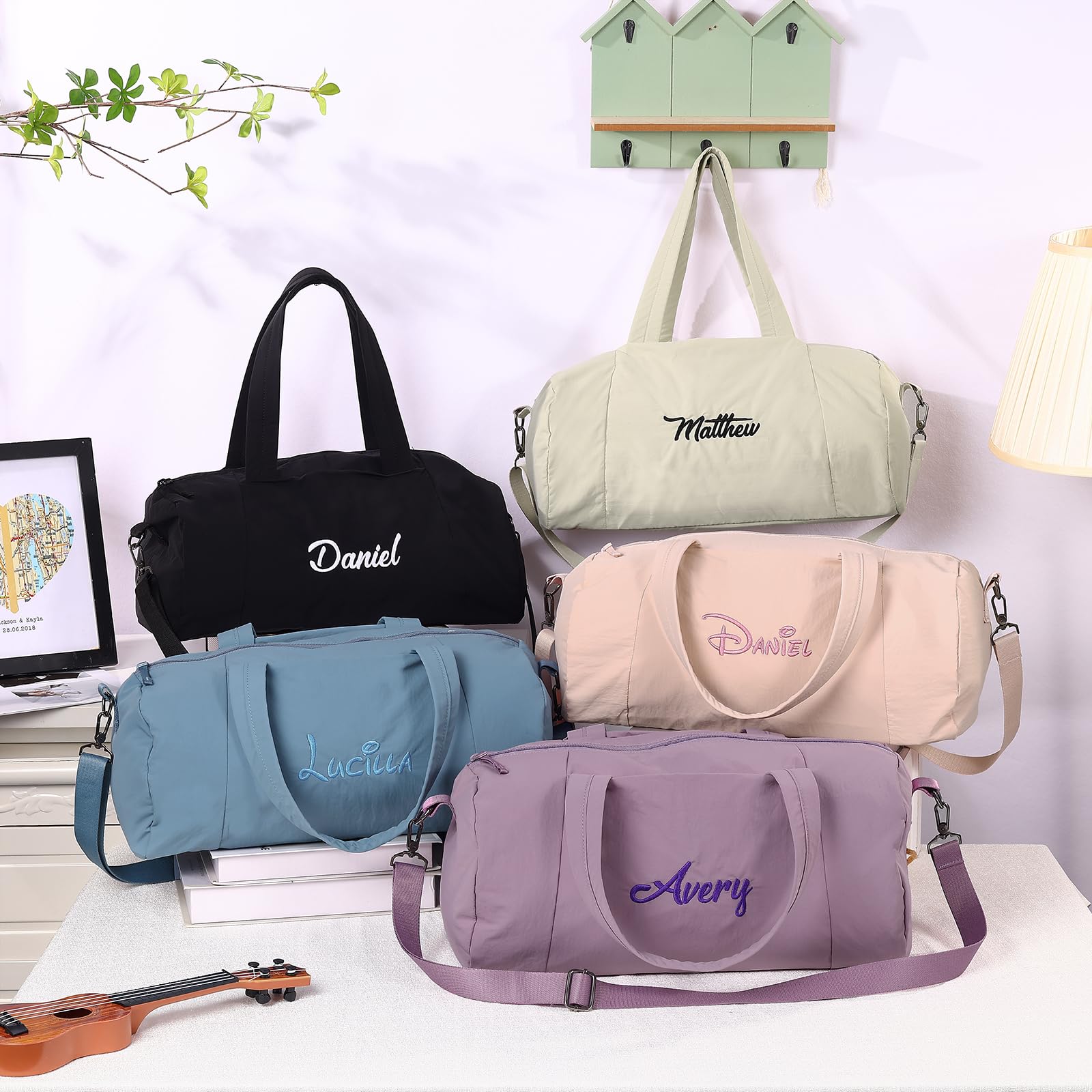 Kaululu Borsa da Viaggio Personalizzata con Nome per Uomo e Donna Borsa da Viaggio Pieghevole Grande Borsone da Palestra Piscina Sportiva Mano per Campeggio (Rosa)