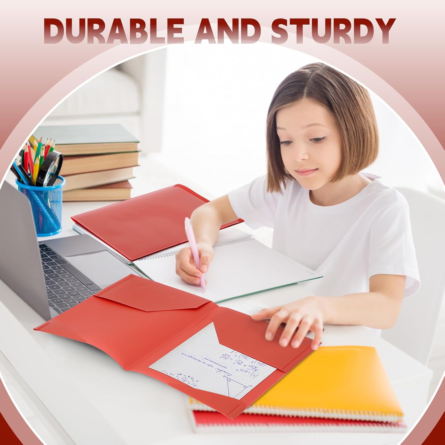 Henoyso 36 Pack Red Plastic Folders with Clear Front Pockets Heavy Duty File Folders with 2 Pockets and Card Slot for Student Communication School Office Presentation Report